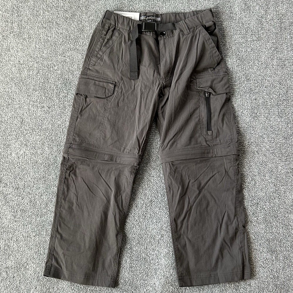 BC Clothing Pants Men 32 X 24 Short Convertible Cargo Shorts Grey New NWT Boys - Picture 1 of 11